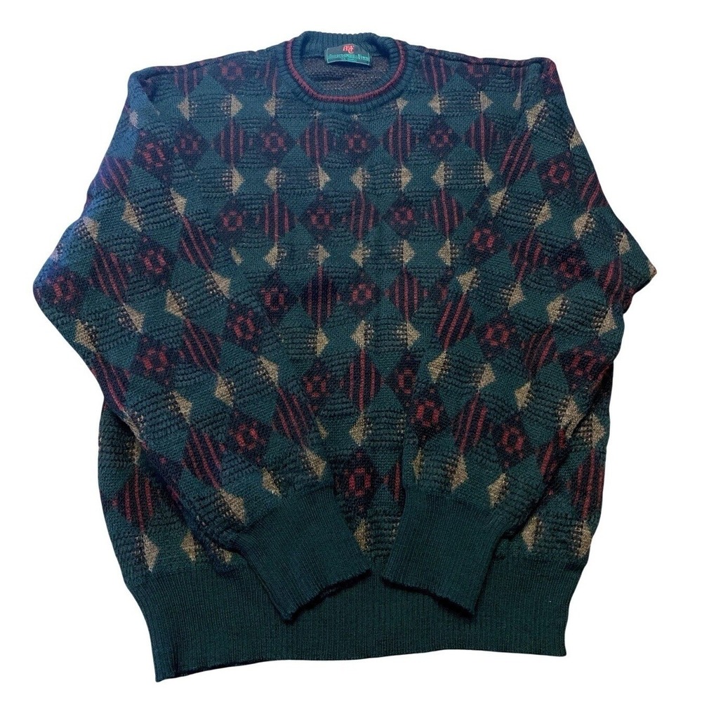 VTG Abercrombie‎ & Fitch Sweater Men's L 100% Virgin Wool Crewneck  Grandpa Core